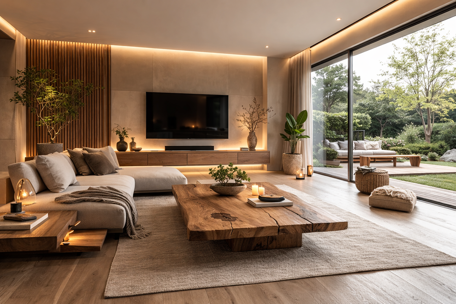 Organischer Smart-Living-Raum aus Holz